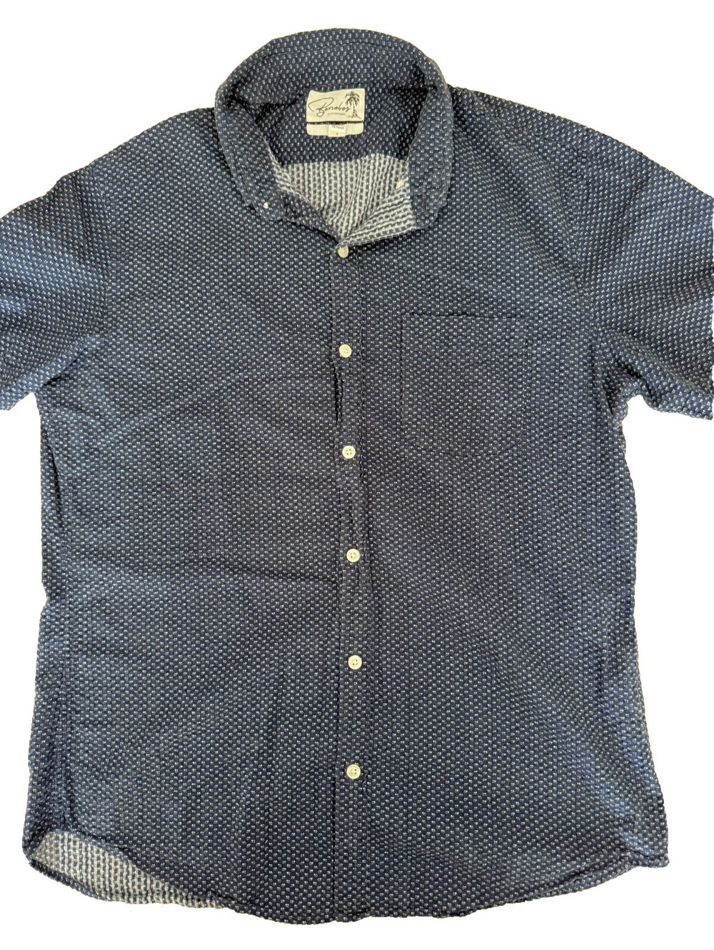 Bonobos Men's Short Sleeve Shirt Large Navy Blue Slim Fit
